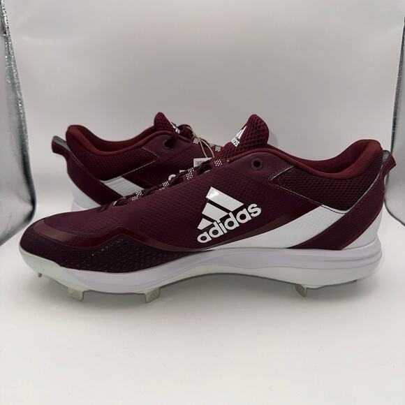 Adidas Icon 7 Mens 13.5 Maroon Baseball Metal Cleats FZ1555 - Picture 4 of 11